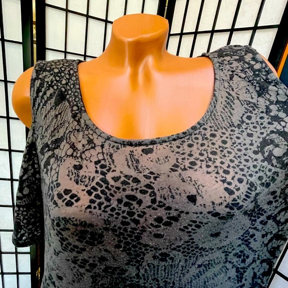 Chalet Womens sheer mini dress size M-L short sleeve scoop neck w/bare shoulder - Picture 2 of 6